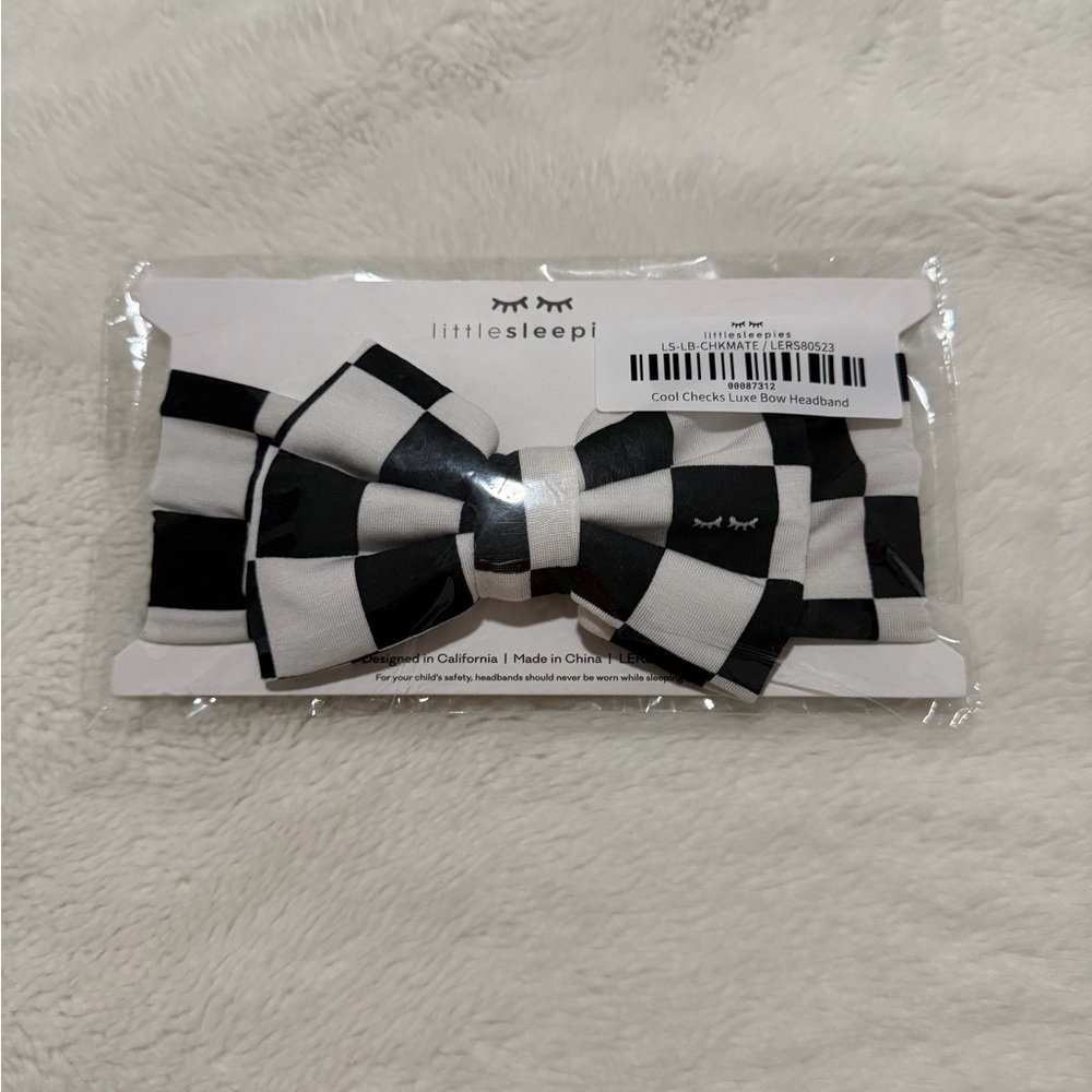 Little Sleepies Cool Checks Bow Headband